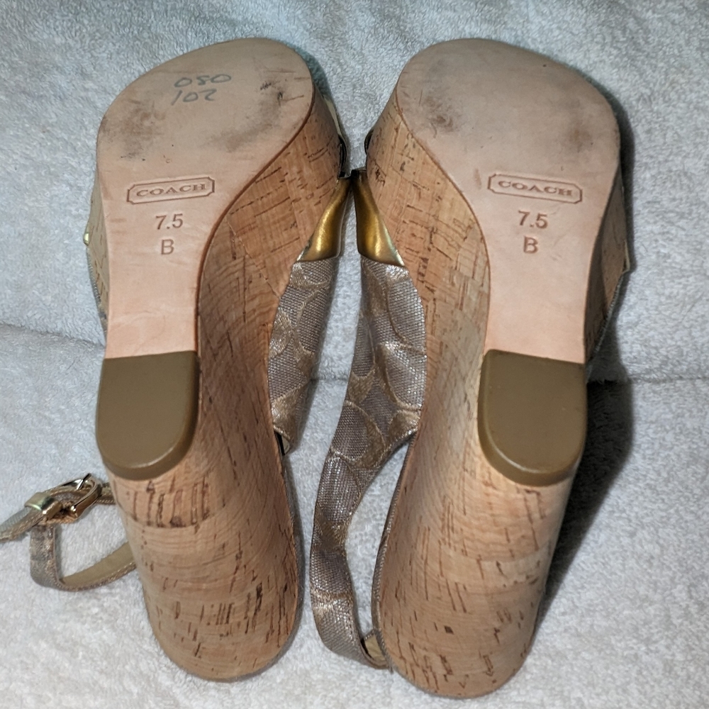 Vintage Coach Jesse wedge cork heeled sandals. 7.5 - Picture 11 of 11